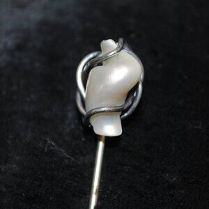 Antique/Vintage Sterling Top Abalone Pearl Shell Stick / Tie Pin
